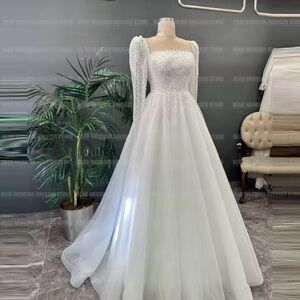 White Long Sleeve Gown